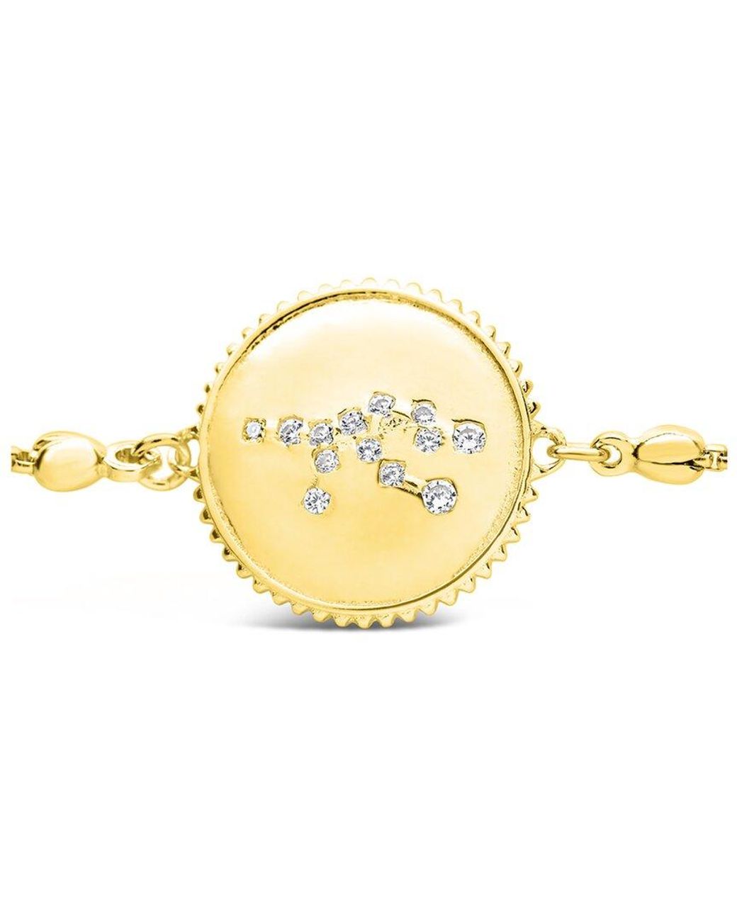 Sterling Forever Metallic 14k Over Silver Cz Virgo Disc Bolo Bracelet