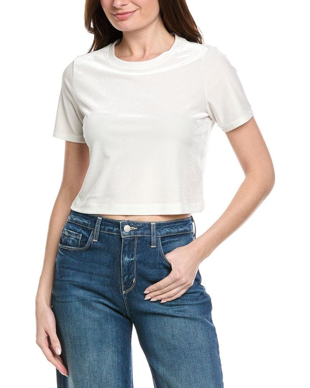 L'Agence White Donna Crop T-Shirt