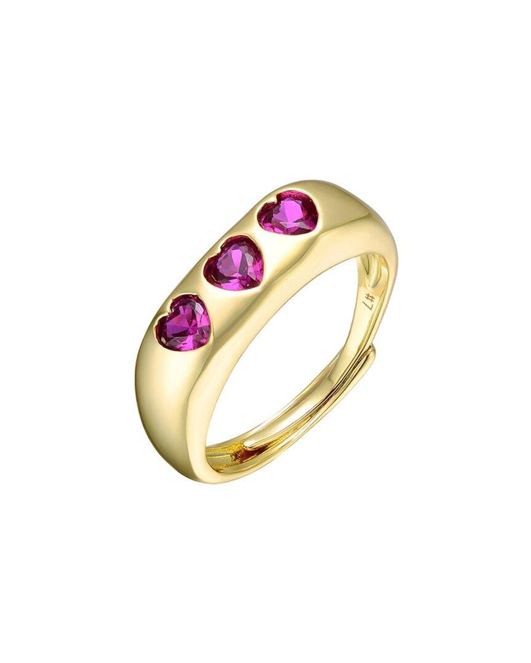 Rachel Glauber Pink 14k Plated Cz Heart Ring