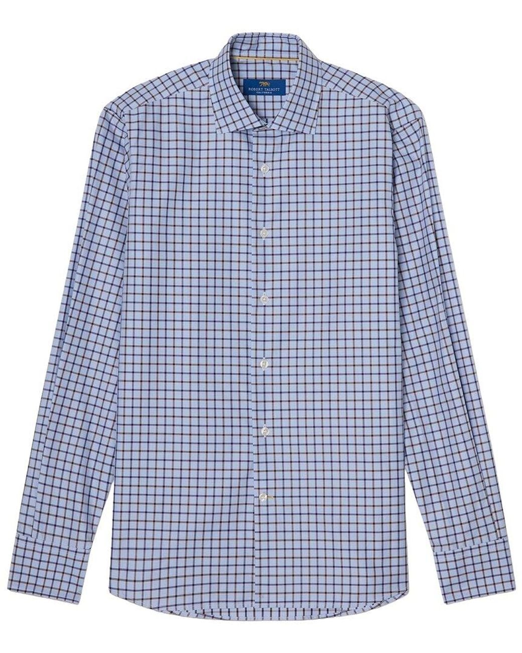 Robert Talbott Blue Reynolds Twill Check Dress Shirt for men