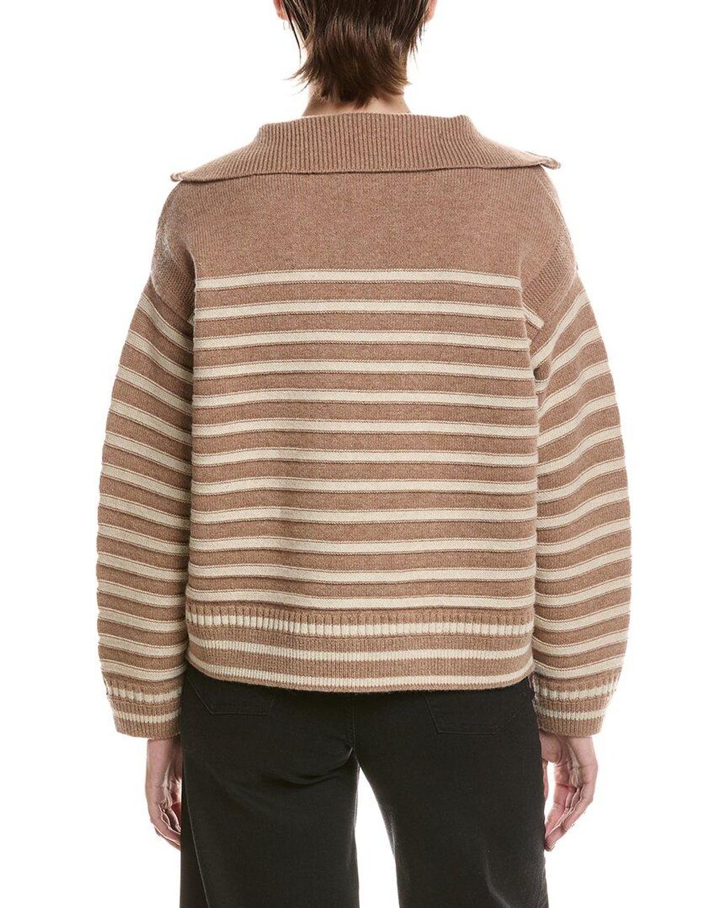 Rag & Bone Brown Raven Wool & Cashmere-Blend 1/2-Zip Pullover