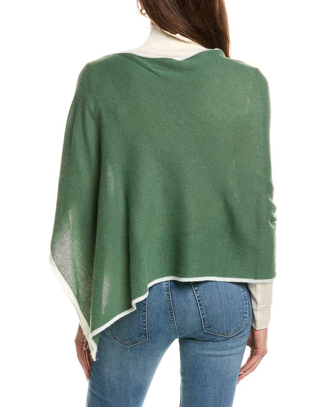 Portolano Green Cowl Neck Cashmere Poncho