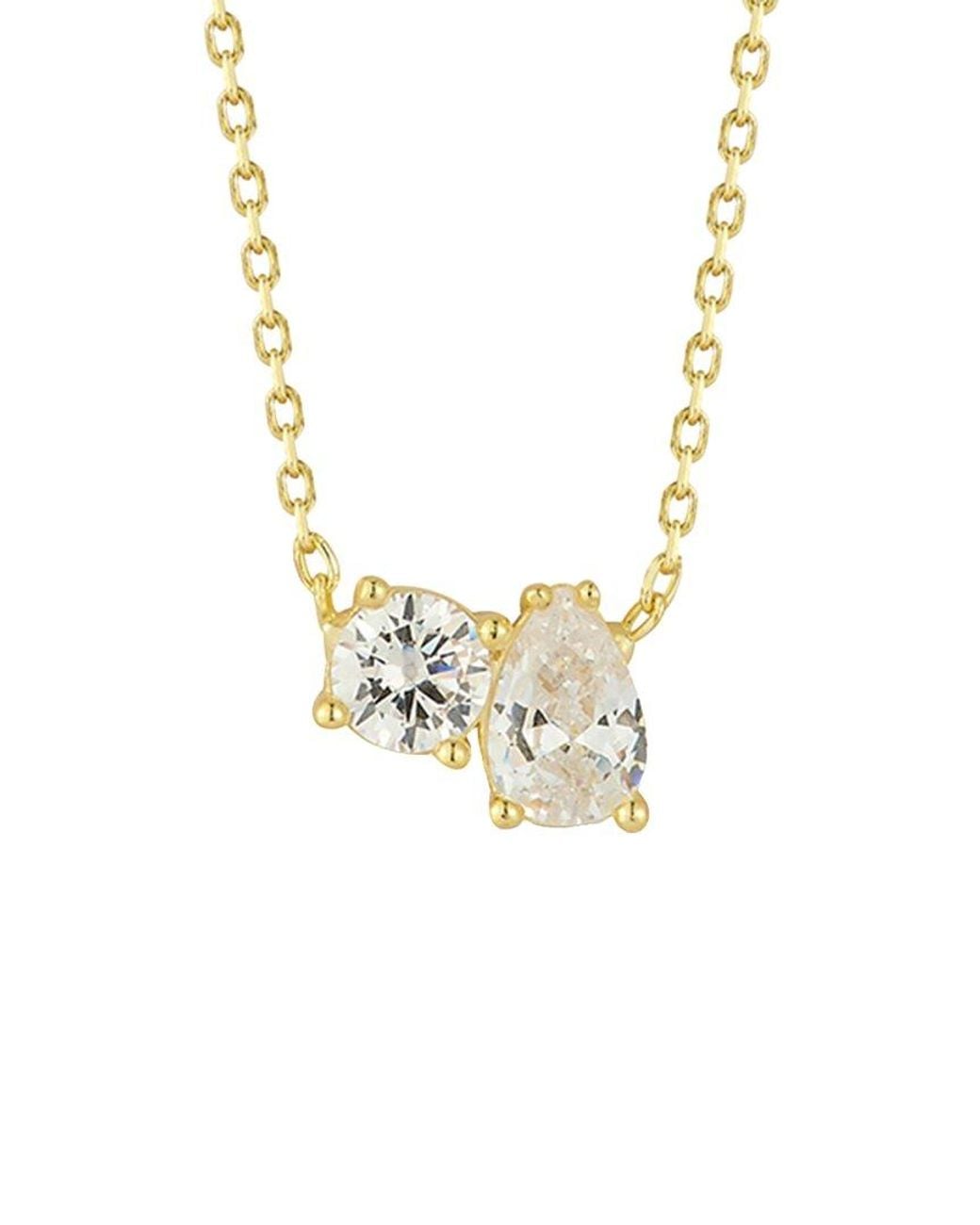 Sphera Milano Metallic 14k Over Silver Cz Pendant Necklace