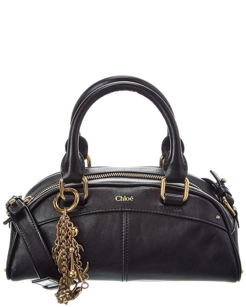 Chloé Black Small Leather Bowling Bag