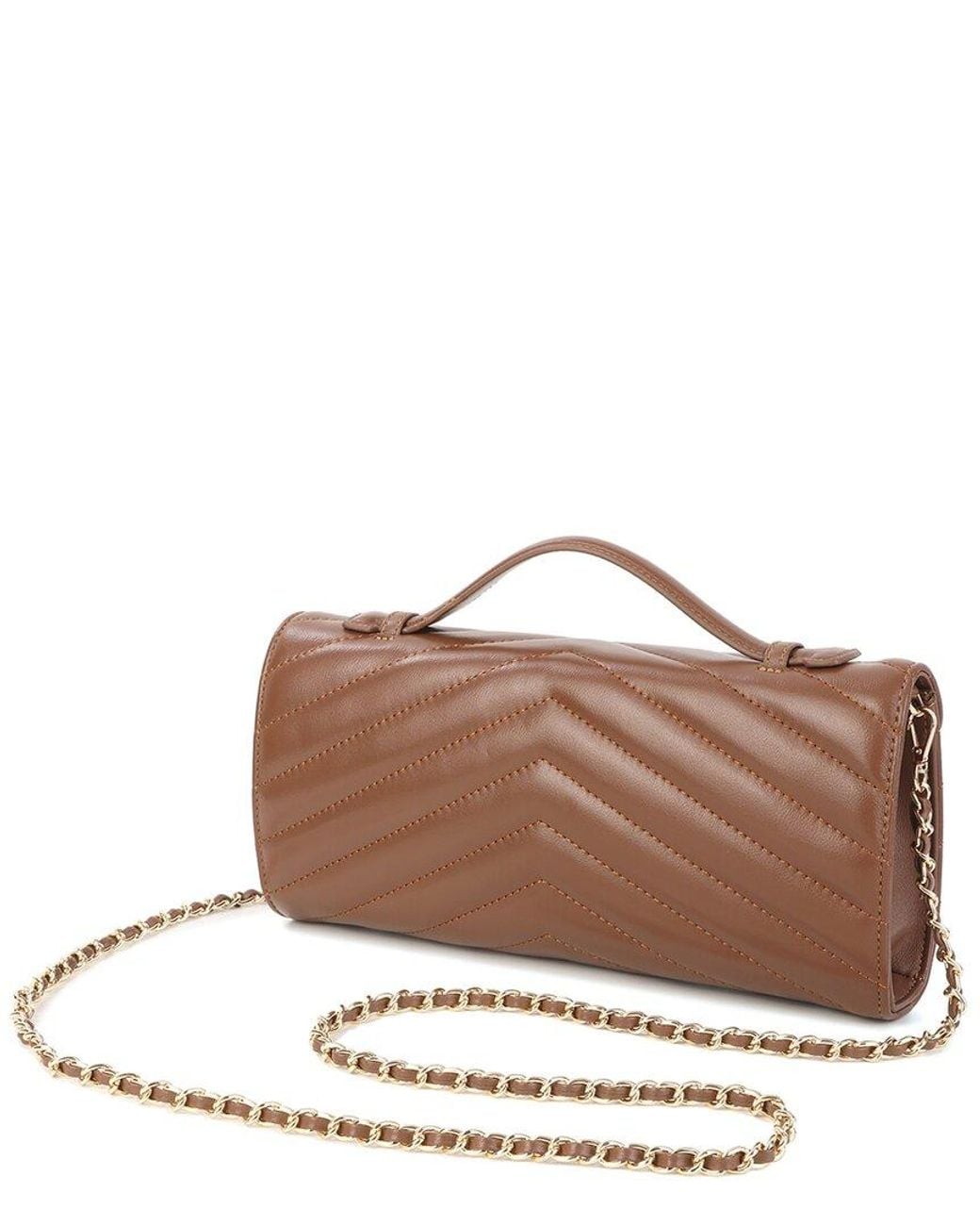 Tiffany & Fred Paris Brown Quilted Leather Shoulder Bag