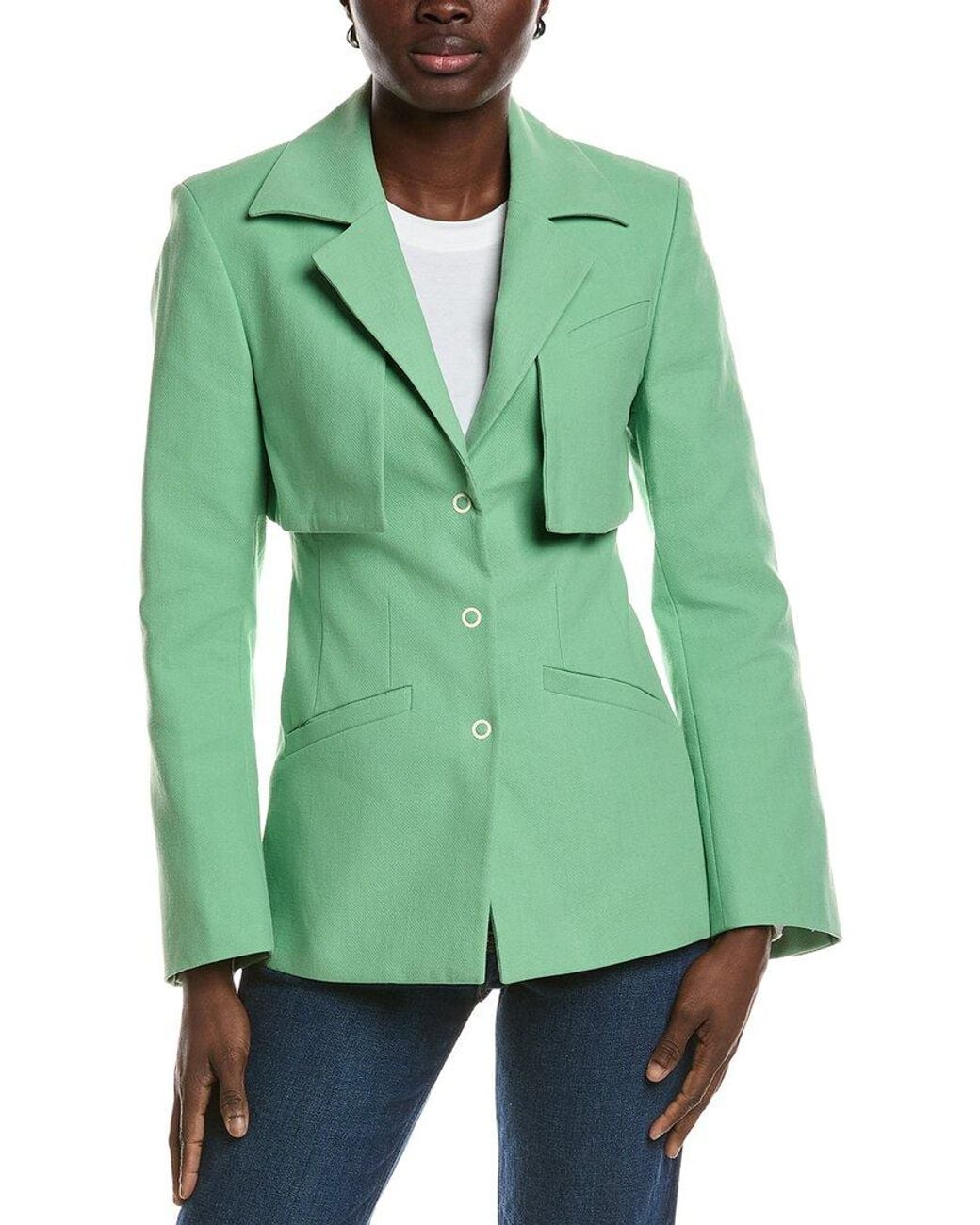 Ganni Green Suiting Blazer