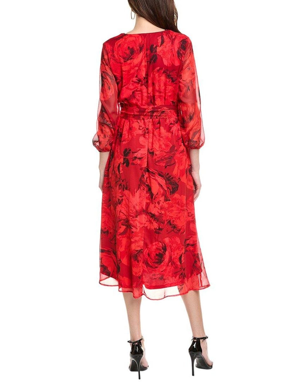 Bebe Red Printed Midi Dress