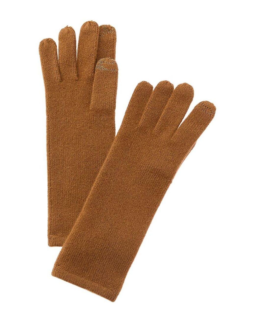 Sofiacashmere Brown Sofiacashmere Mid-Length Touchscreen Cashmere Gloves