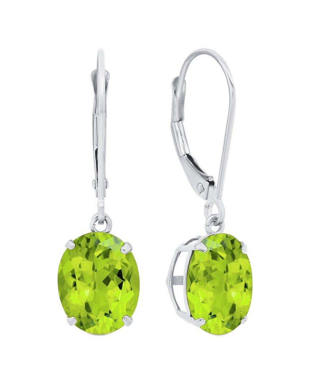 MaxColor White 14k 5.40 Ct. Tw. Peridot Dangle Earrings