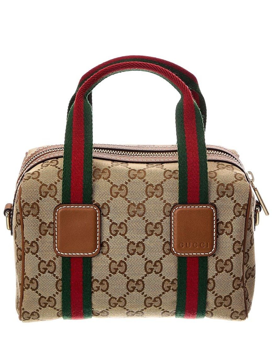 Gucci Brown Gg Web Supreme Mini Canvas Shoulder Bag