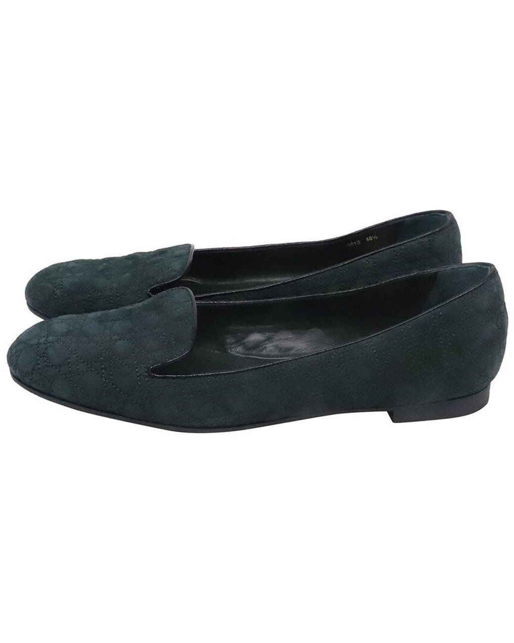 Dior Blue Suede Cannage Smoking Flat (Authentic Pre-Loved)