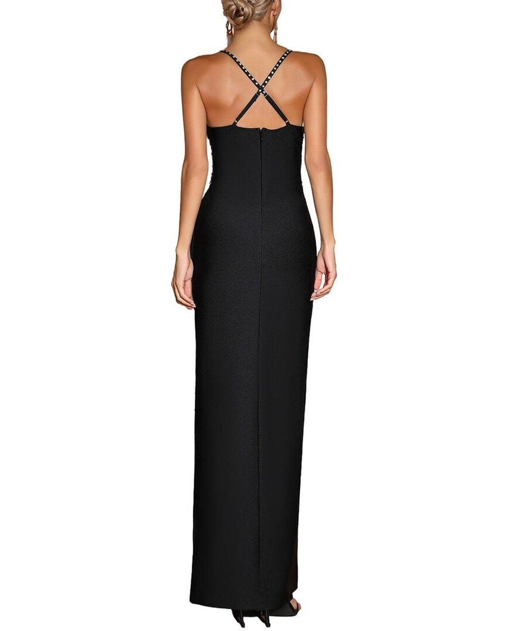 Dilireba Black Sleeveless Embellished Maxi Dress