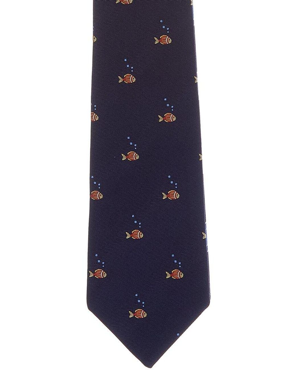 Canali Blue Fish/Stripes Reversible Silk Tie for men
