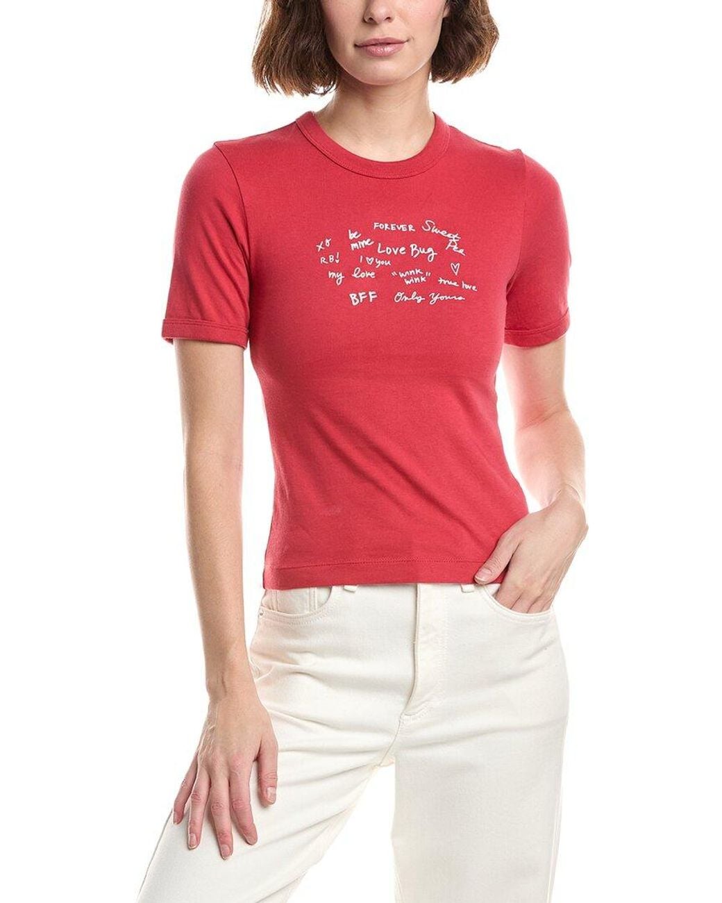 Rag & Bone Red Sweetheart Phrases Mica Ringer T-Shirt