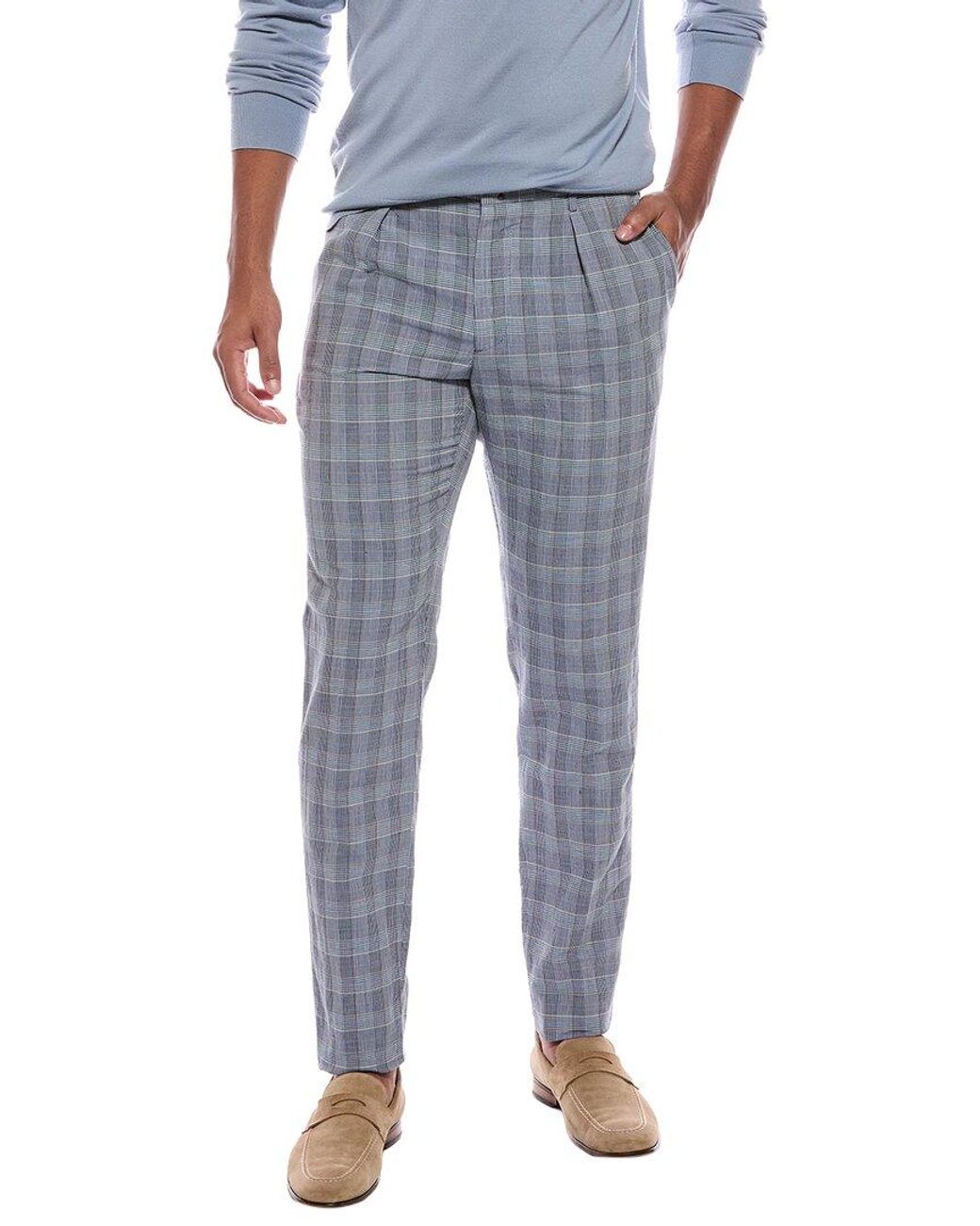 Slowear Blue Incotex Linen-Blend Single Pleat Regular Fit Pant for men