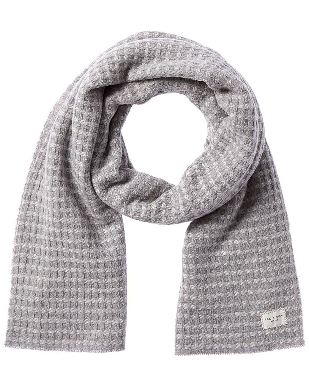 Rag & Bone Gray Joni Waffle Wool Scarf