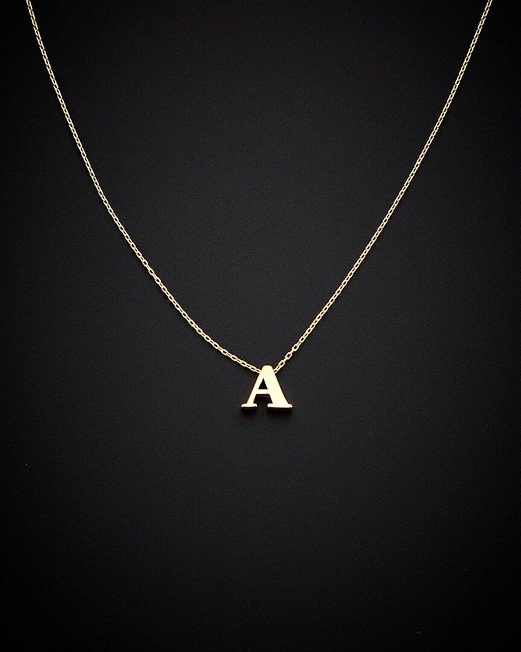 Italian Gold Black 14k Initial Necklace (a-z)