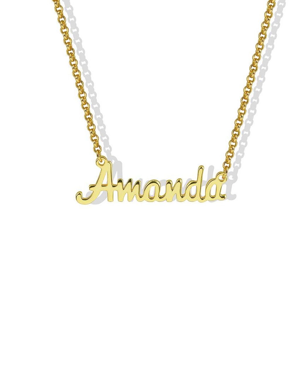 Argento Vivo Metallic 18k Over Silver Amanda Script Necklace