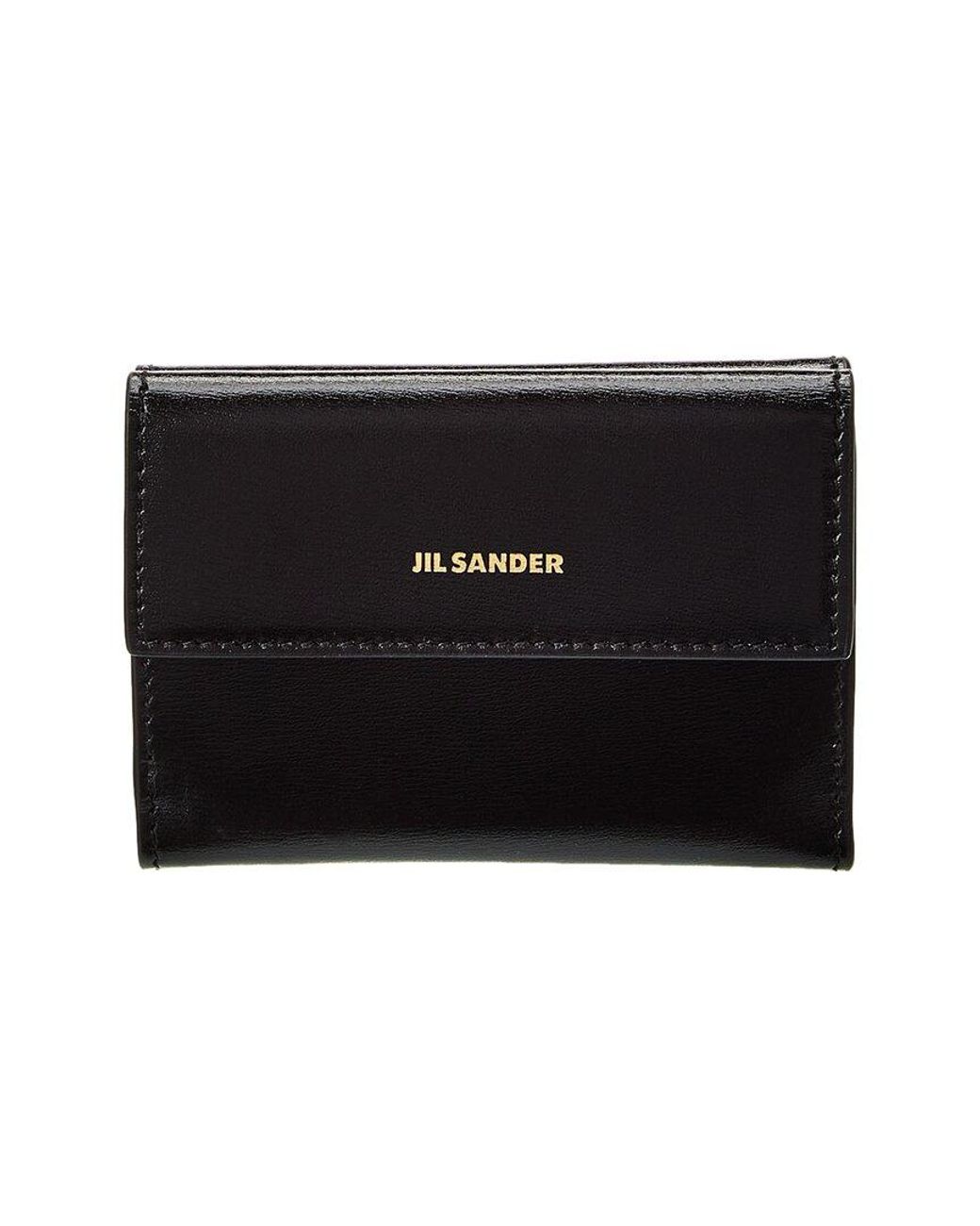 Jil Sander Black Logo Mini Leather French Wallet