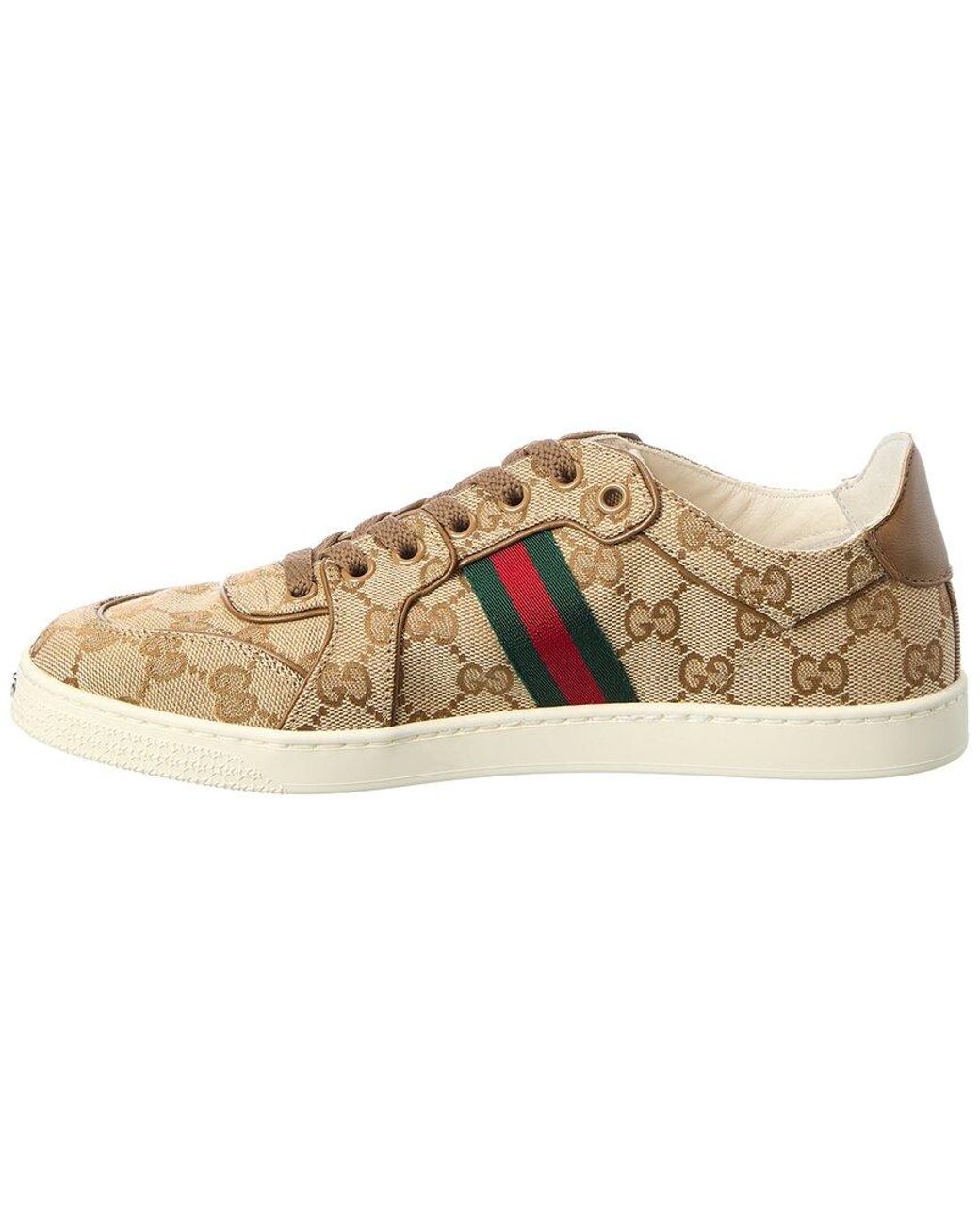 Gucci Natural Stretch Low Top GG Canvas & Leather Sneaker