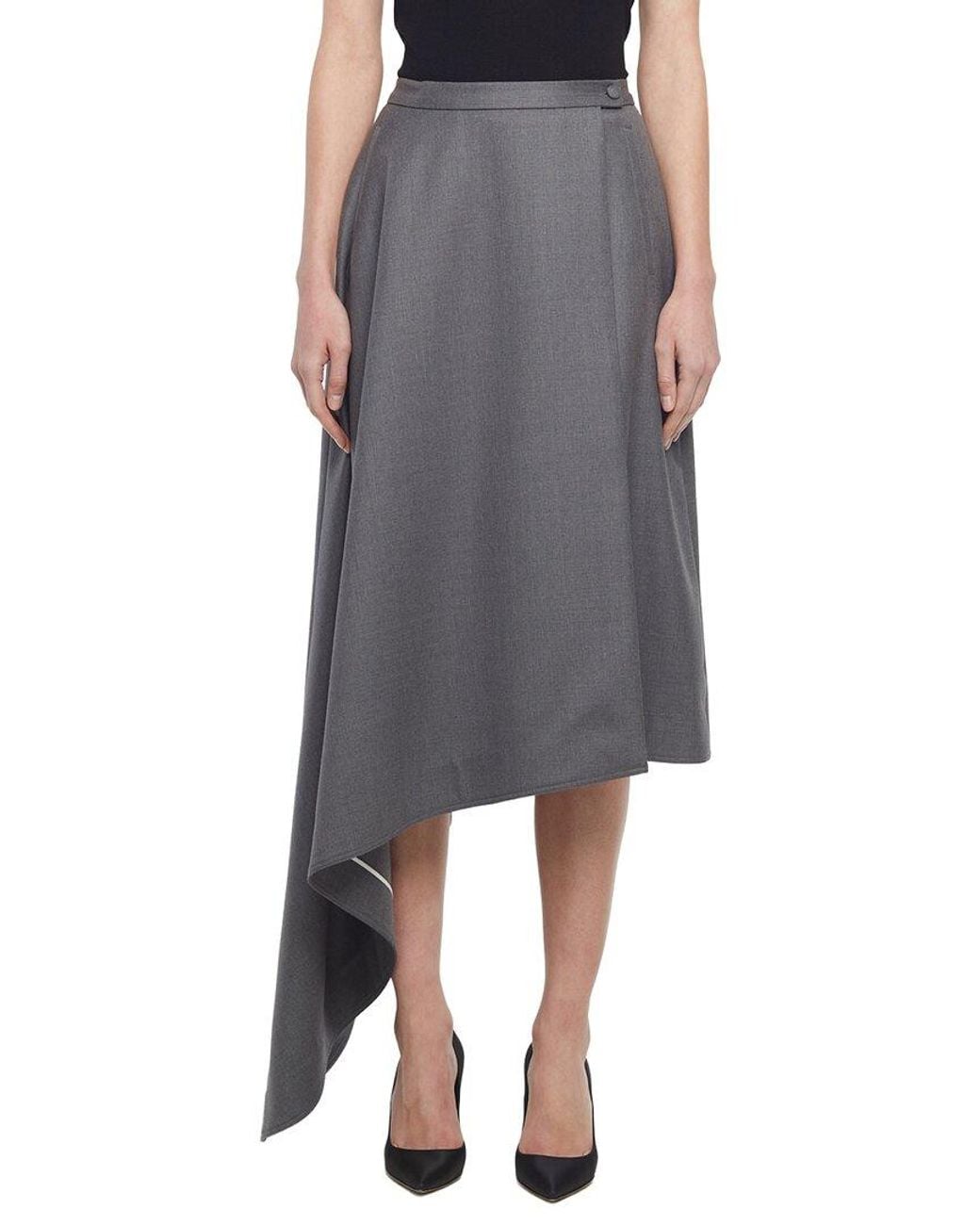 Adam Lippes Gray Orion Wool-Blend Skirt