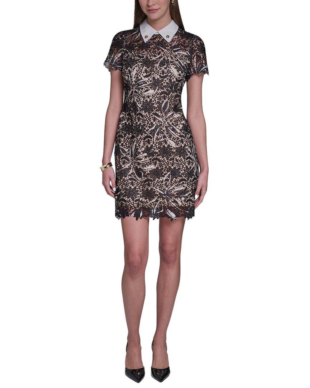 Halston Heritage Lace Collared Mini Dress