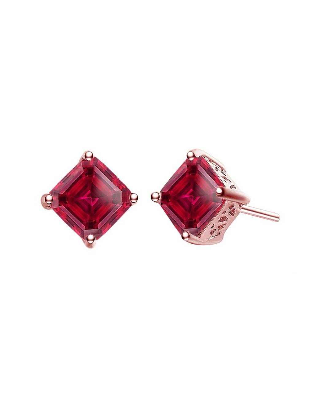 Genevive Jewelry Pink 14k Rose Gold Vermeil Earrings