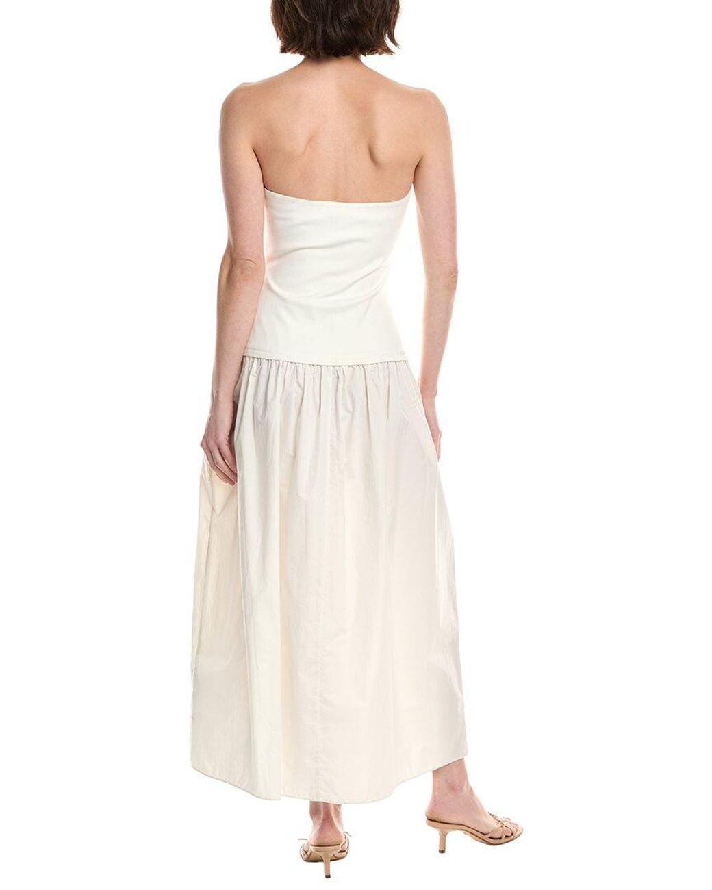 Rag & Bone Natural Irina Mixed Media Strapless Midi Dress