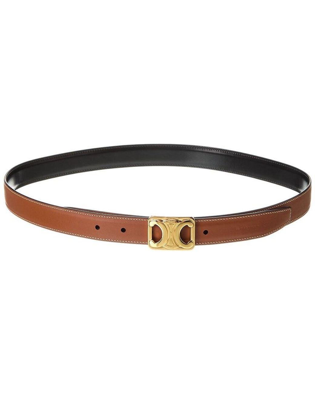 Celine Framed Triomphe Medium Reversible Leather Belt | Lyst