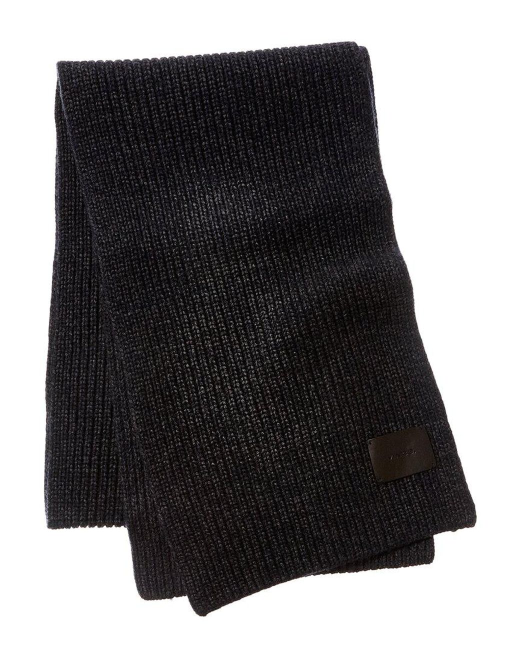 Vince Black Shaker Stitch Wool & Cashmere-Blend Scarf for men