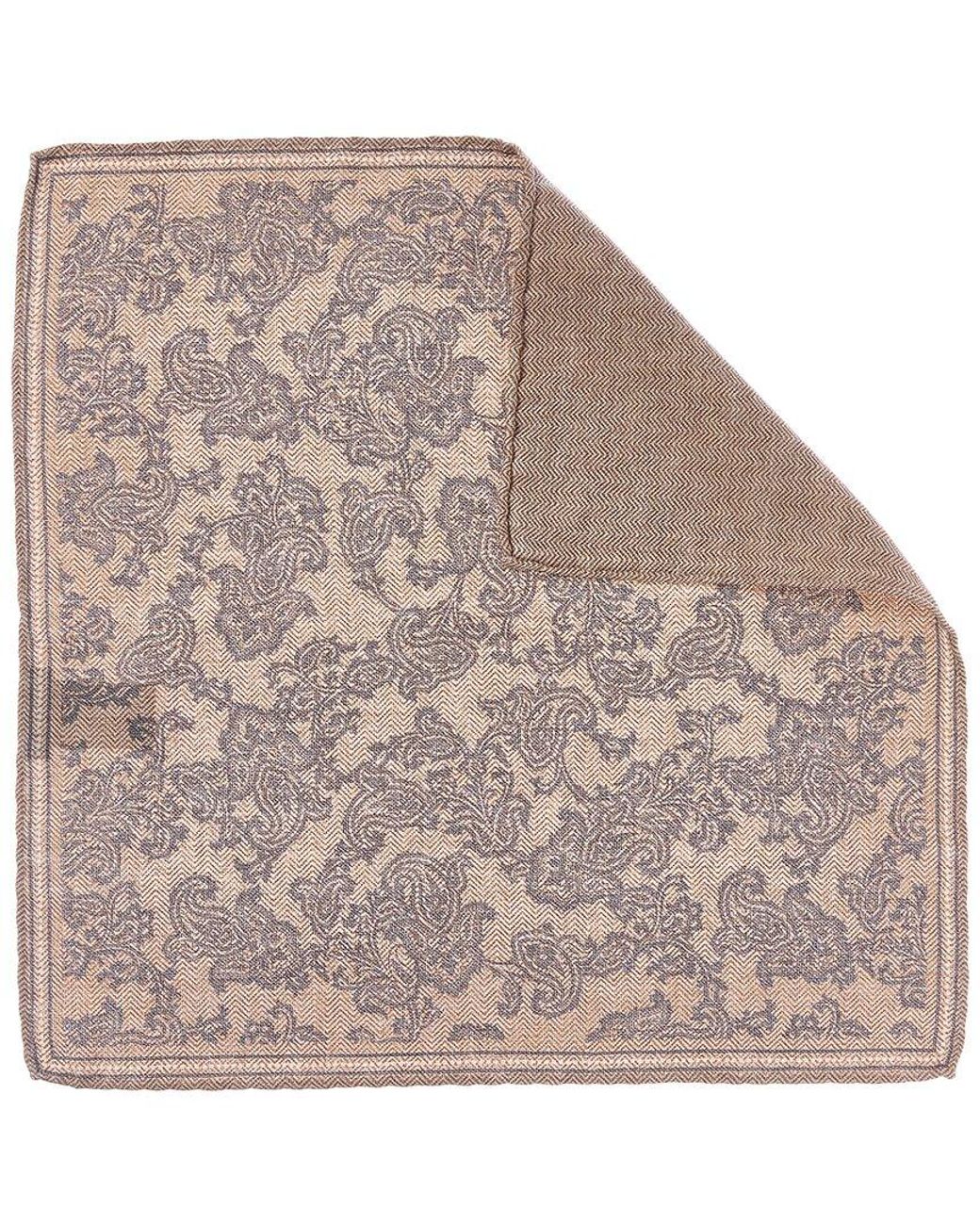 Brunello Cucinelli Gray Silk Pocket Square for men