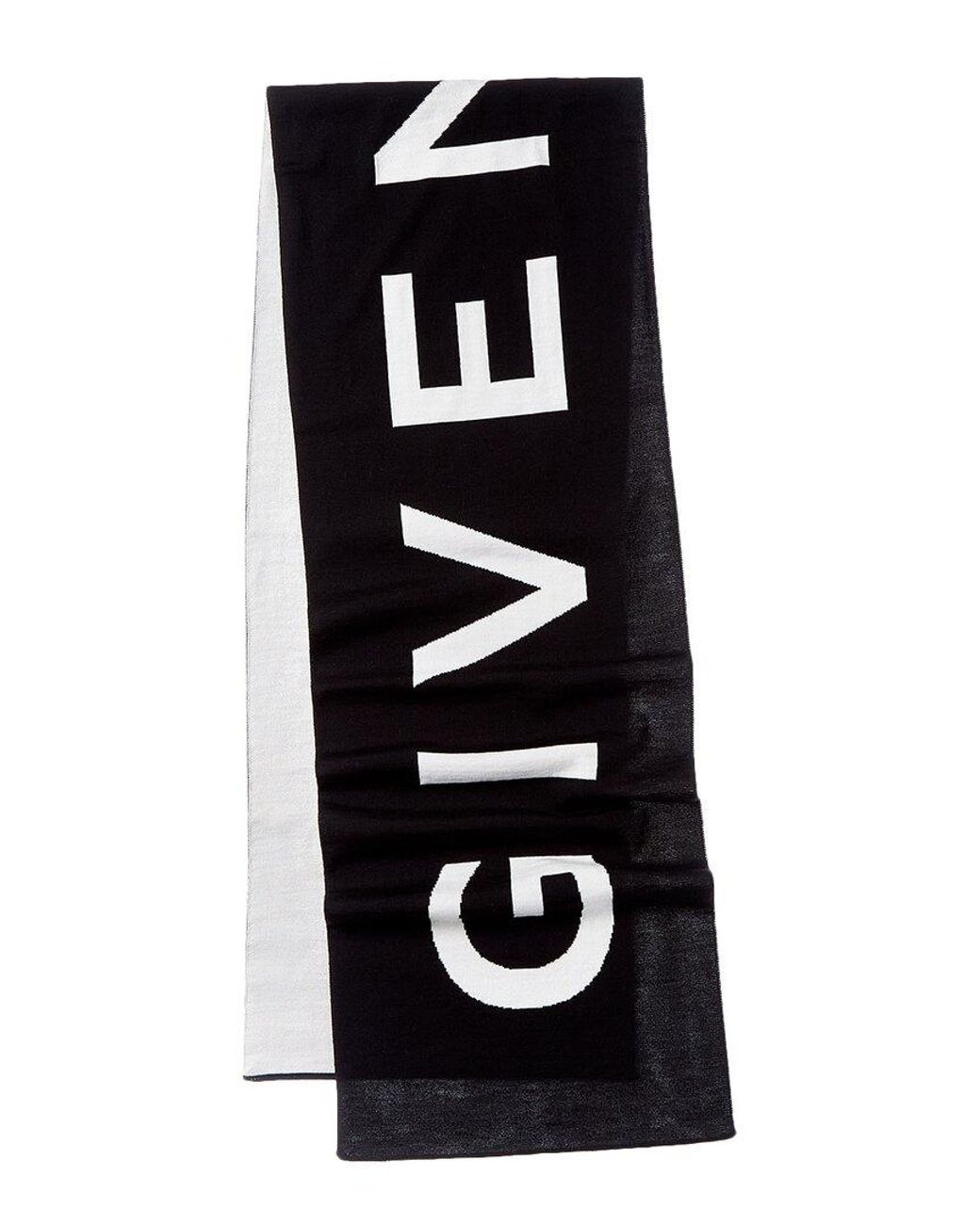 Givenchy Black Jacquard Wool Scarf for men