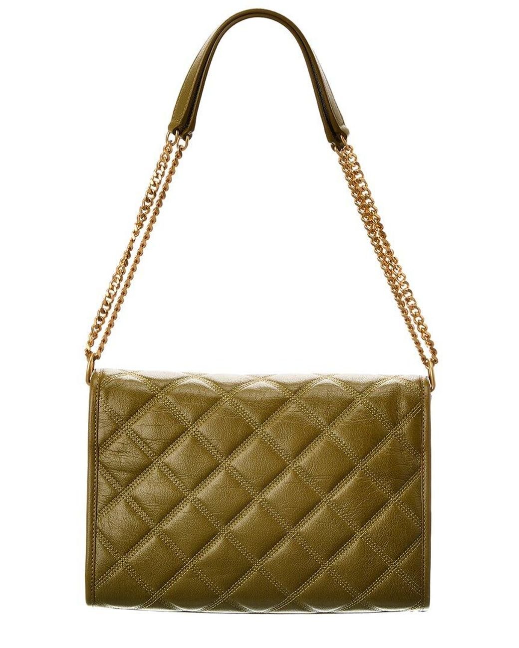 Saint Laurent Becky Mini Leather Shoulder Bag in Green