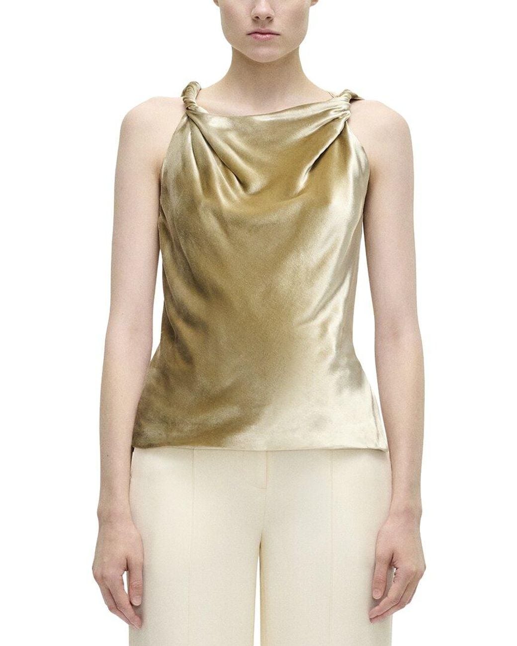 Adam Lippes Natural Selima Silk-Blend Top