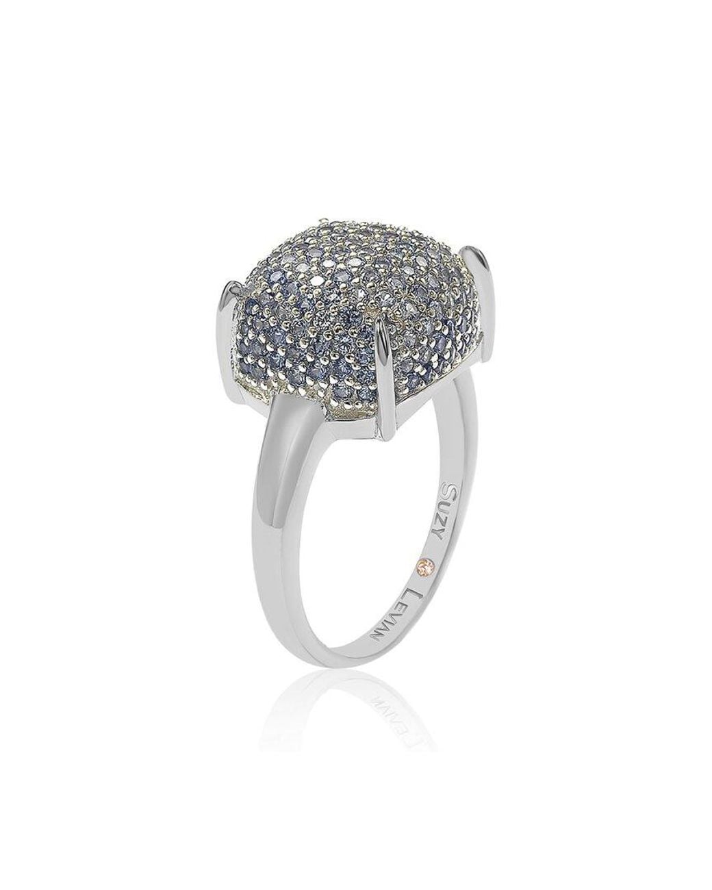Suzy Levian Gray Silver Cz Ring