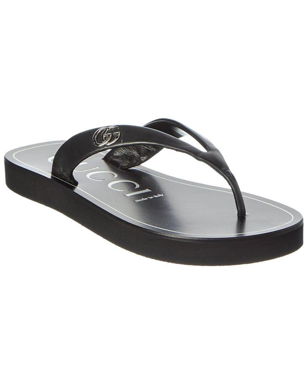 Gucci Black Double G Leather Sandal