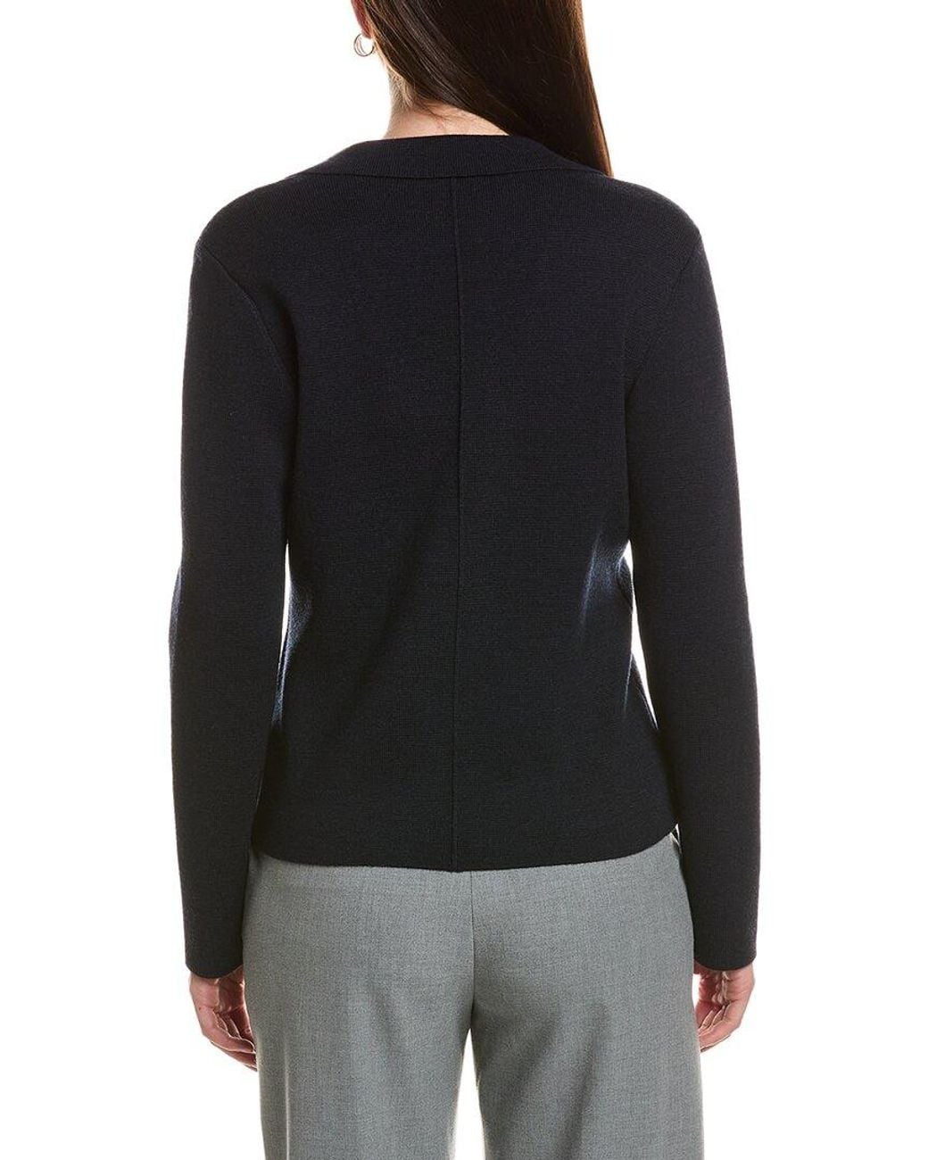 Bruno Magli Black Contrast Trim V-neck Wool Cardigan