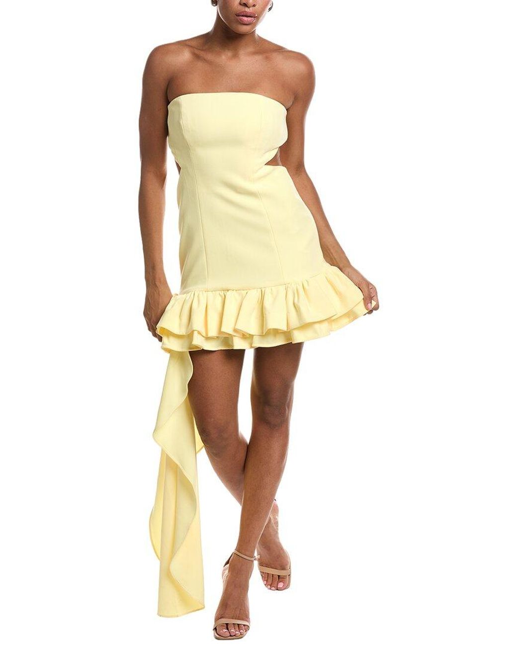 Bardot Yellow Elowen Strapless Mini Dress