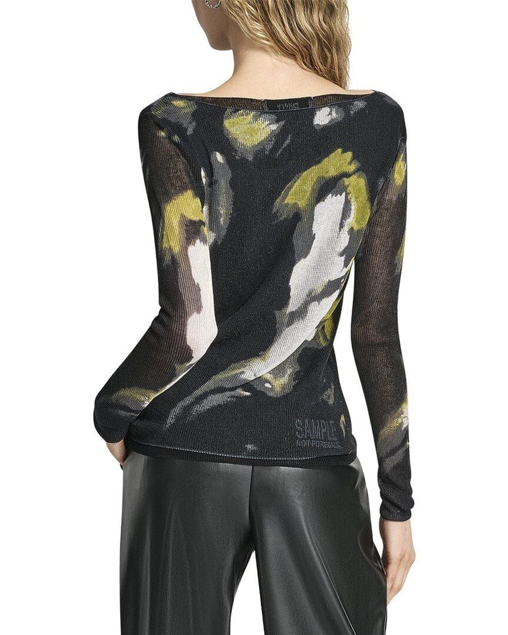 DKNY Black Printed Double Layer Sweater