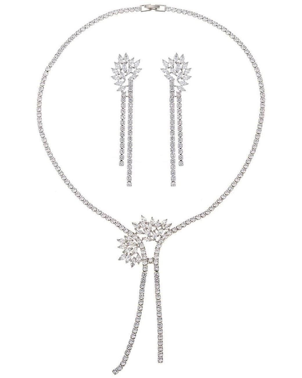 Eye Candy LA White Luxe Collection Cz Necklace And Earrings Set