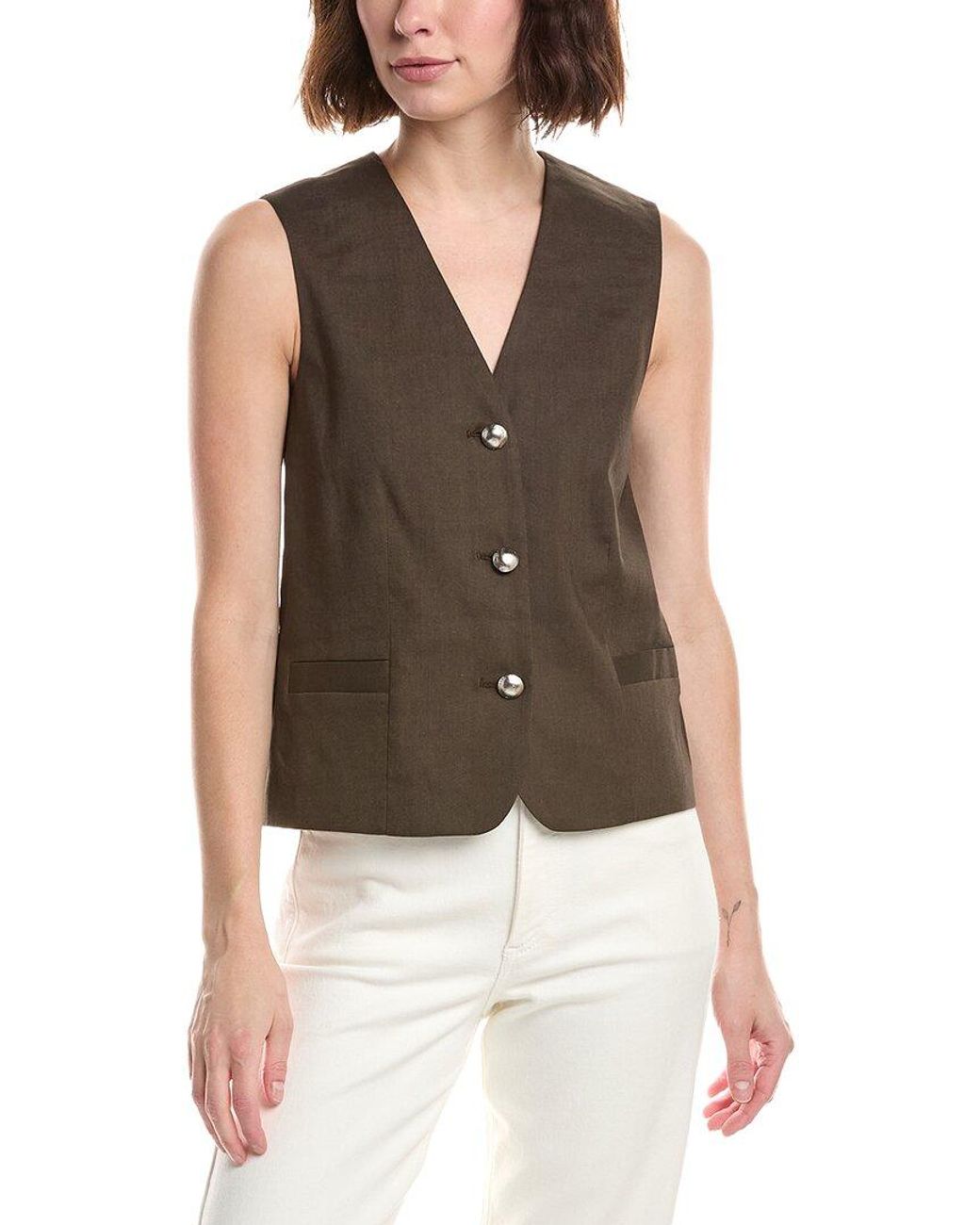 Rag & Bone Green Belle Linen-Blend Vest