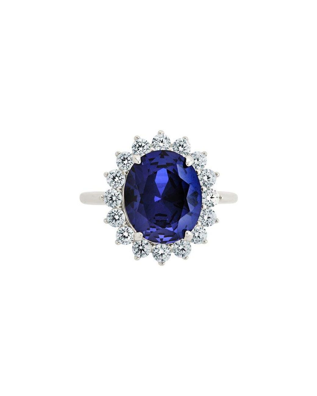 Sterling Forever Blue Cz Sapphire Halo Ring