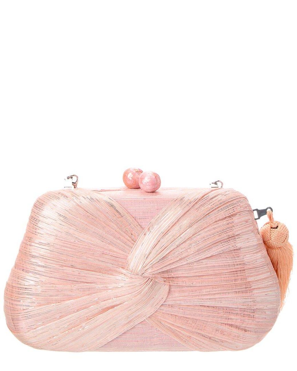 Rafe New York Pink Rosie Straw Clutch