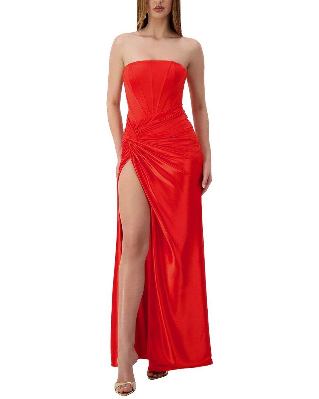 Alma King Red Solid Maxi Dress