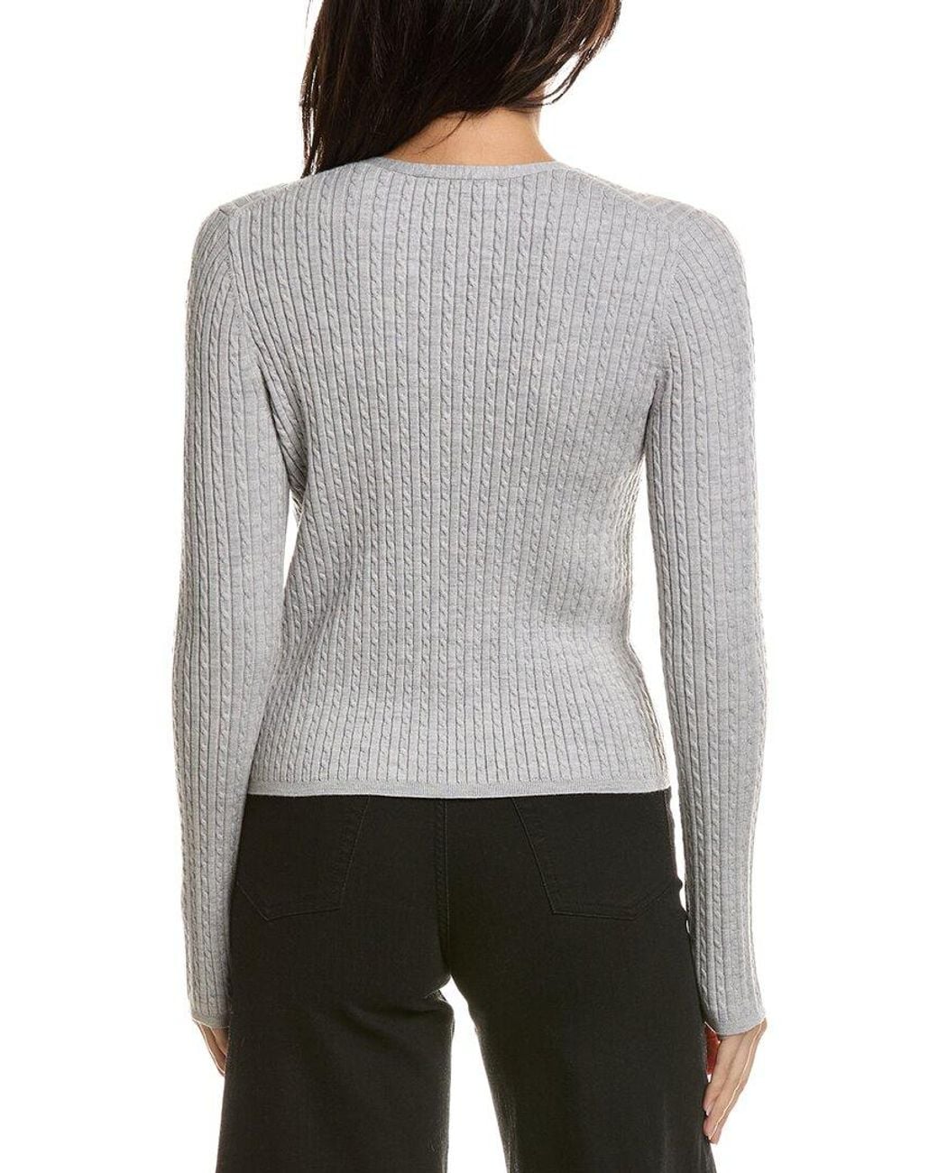 Vince Gray Cable Merino-Blend Cardigan