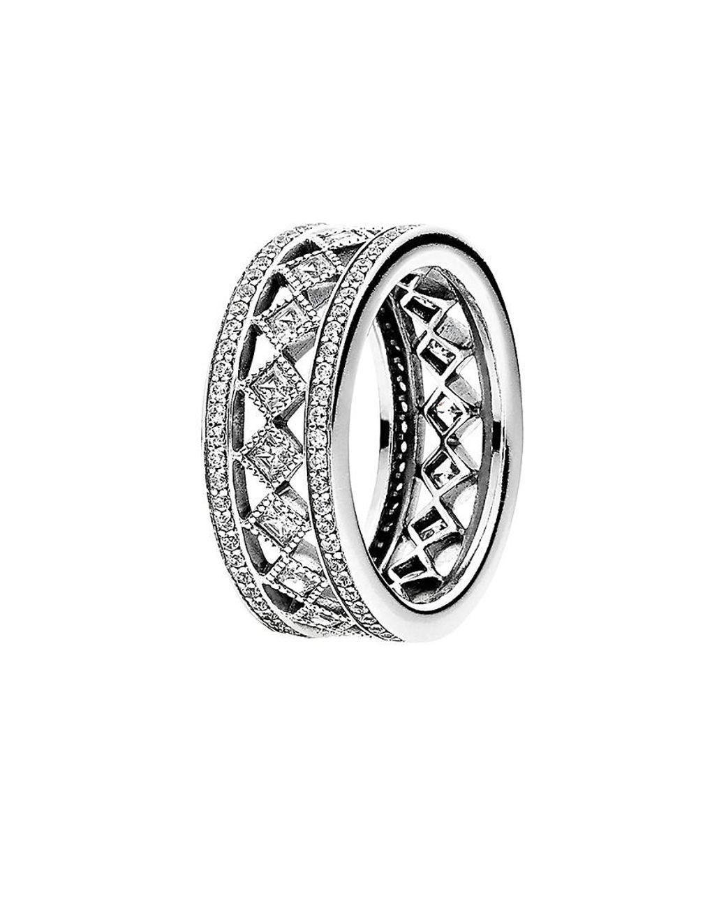 PANDORA Silver Cz Vintage Fascination Ring in White | Lyst UK