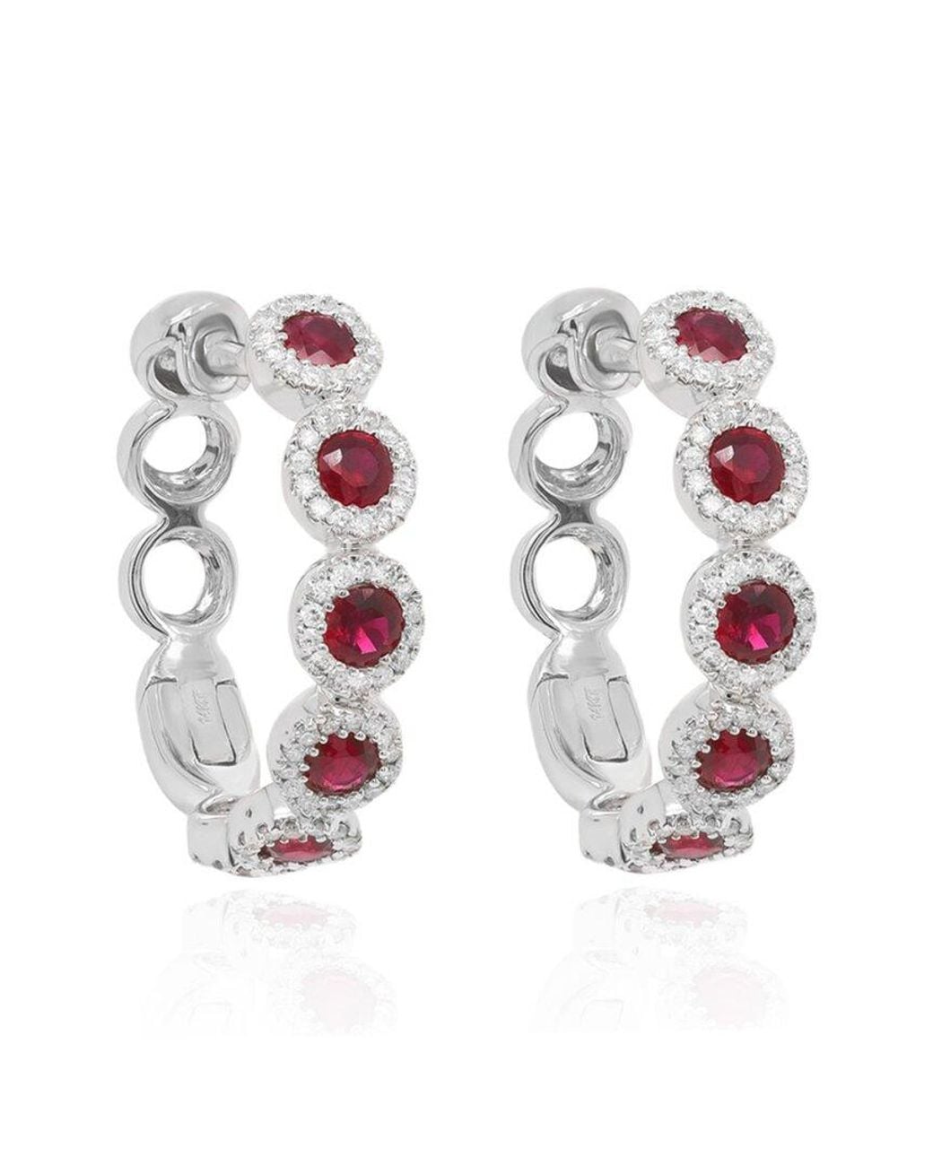Diana M White 14k 1.18 Ct. Tw. Diamond & Emerald Earrings