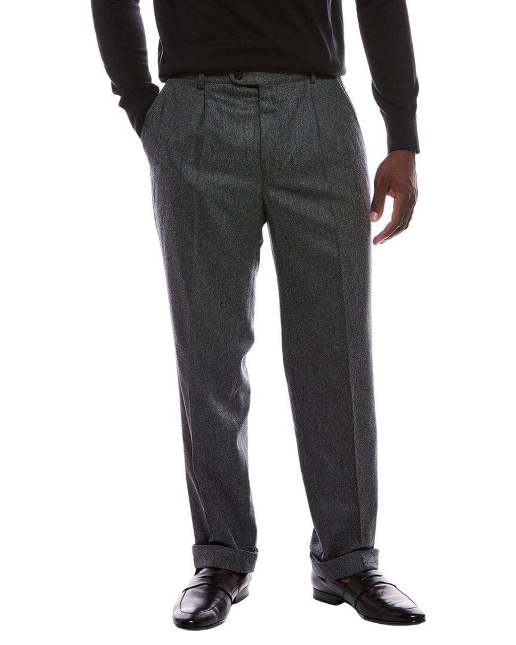 Kilgour Black Wide Leg Wool-Blend Trouser for men