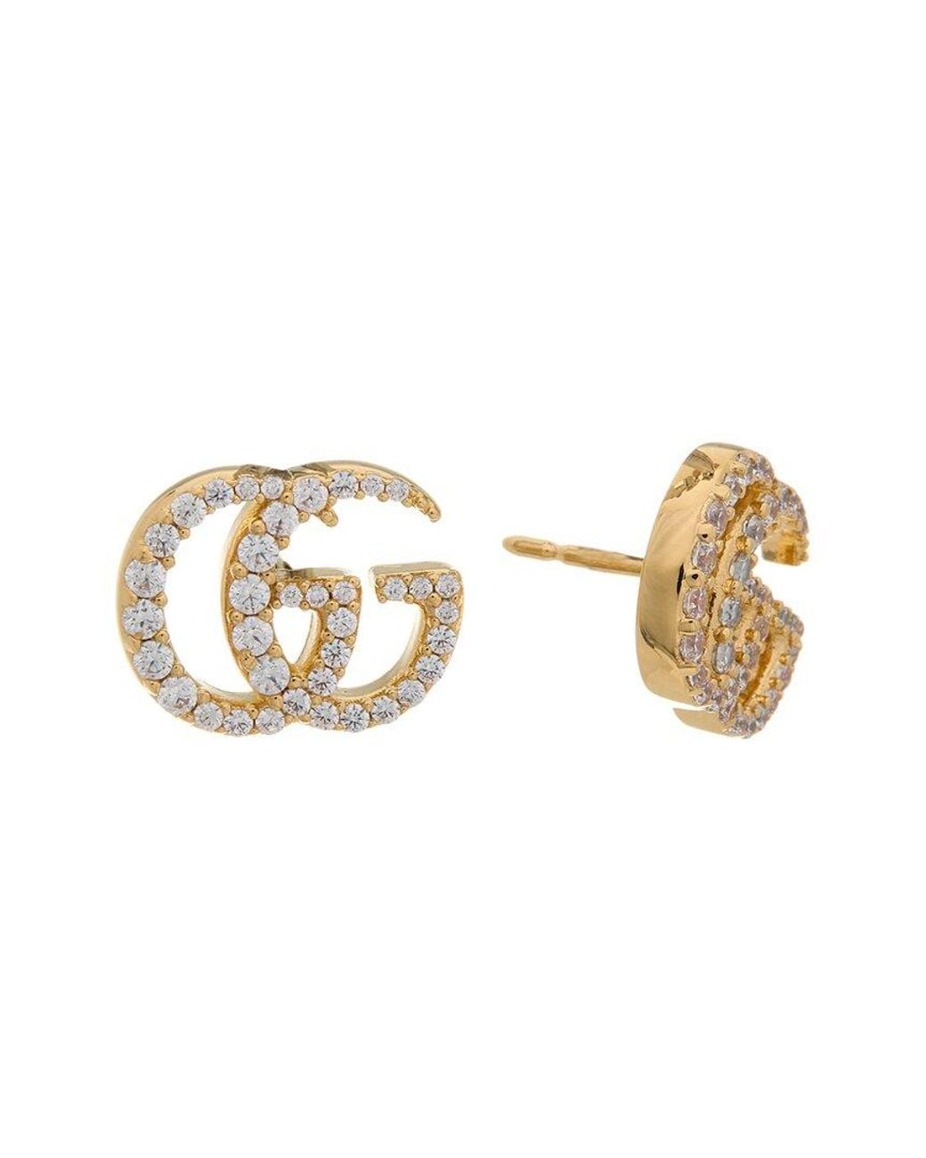 Gucci White Gg Marmont Crystal Earrings