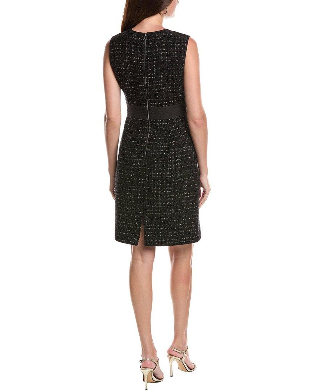 St. John Black Metallic Tweed Mini Dress
